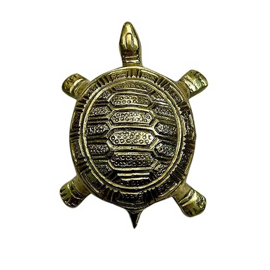Large Brass Brick Turtle Statue