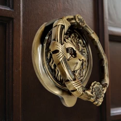 8" Royal Lion Brass Door Knocker DK-024 | Antique Finish Lion Face Door Knocker