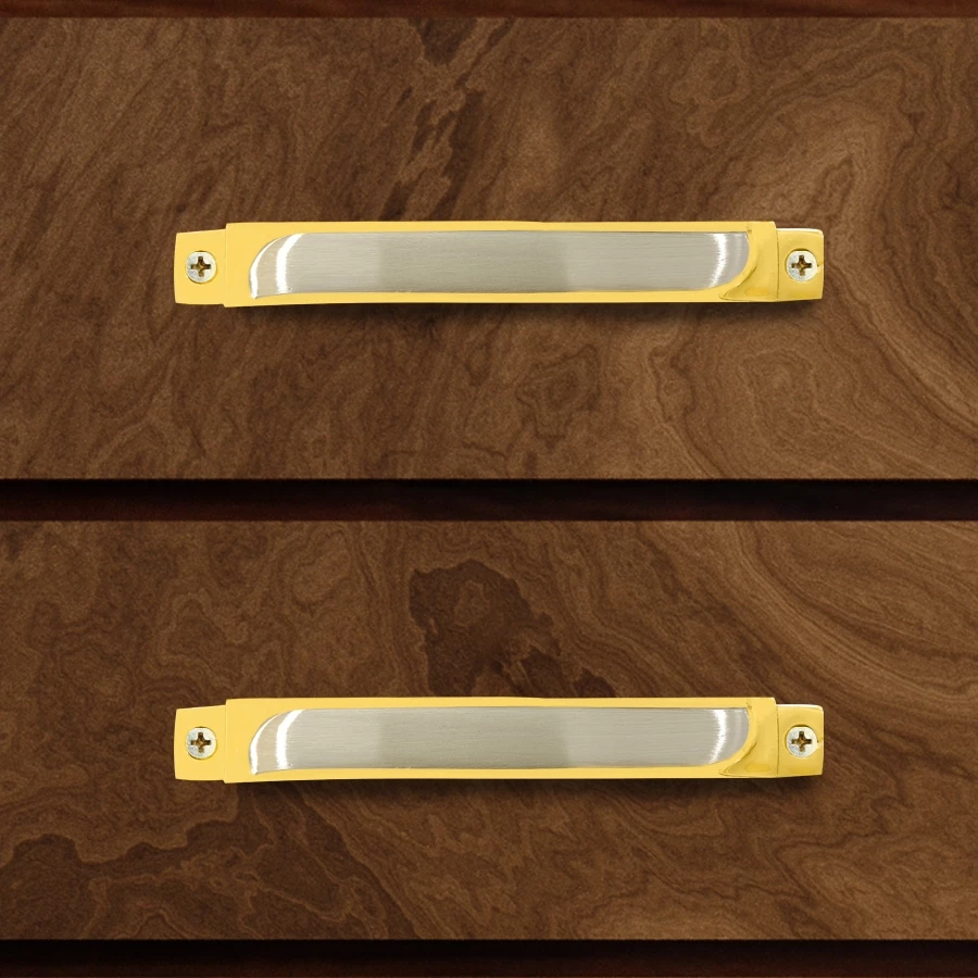 6" 2 Piece Brass Cabinet Handle CH-020 | Brass Silver Gold Handle | Brass Sliver Gold Drawer Handle | Brass Sliver Gold Window Handle