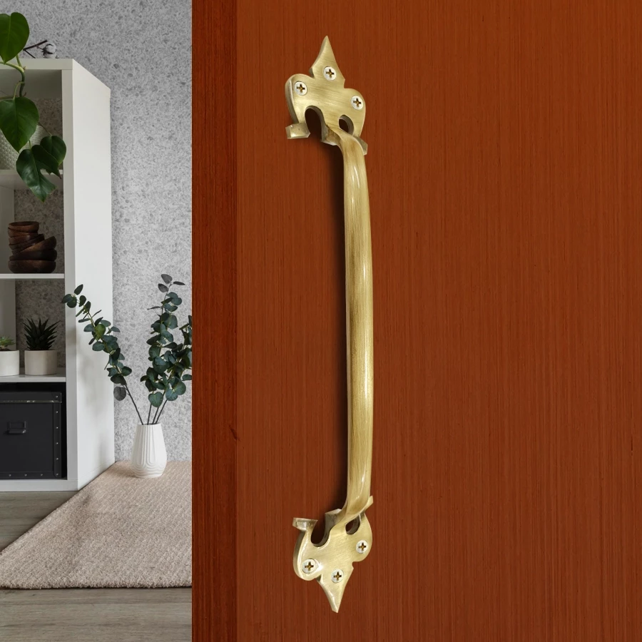 12" Brass Trishul Pull Handle PH-003 | Brass Antique Pull Handle | Door Pull Handle | Brass Heavy Duty Door Handle Pack Of 2