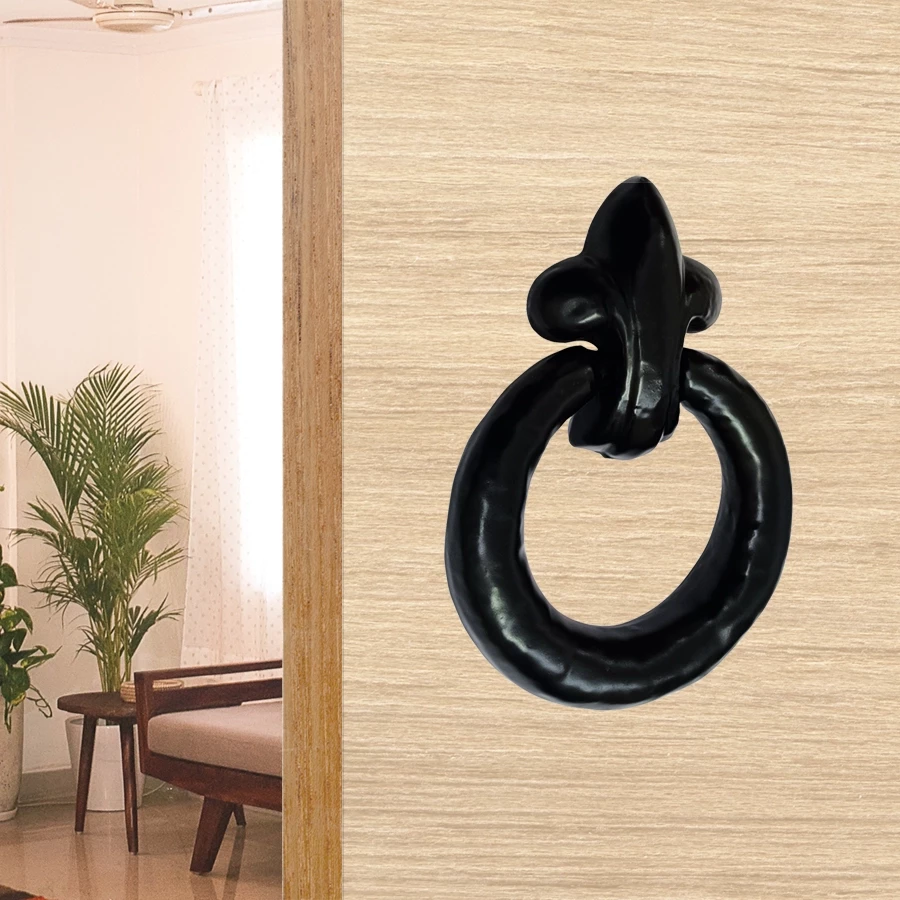 13cm Cast Iron Door Knocker CIDK-09 | Black Powder Coating Iron Door Knocker | Full Black Iron Door Knocker