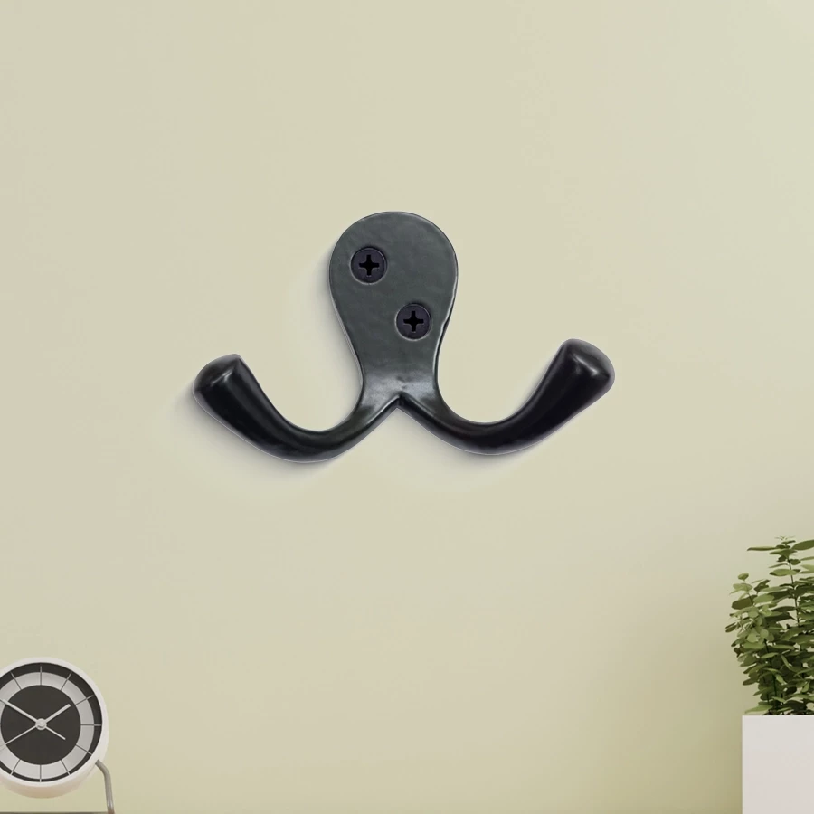6cm 4 Piece Cast Iron Hook CIHK-011 | Cast Iron Cloth Hanging Hook | Cast Iron Black Powder Coating Clothing Hook |
