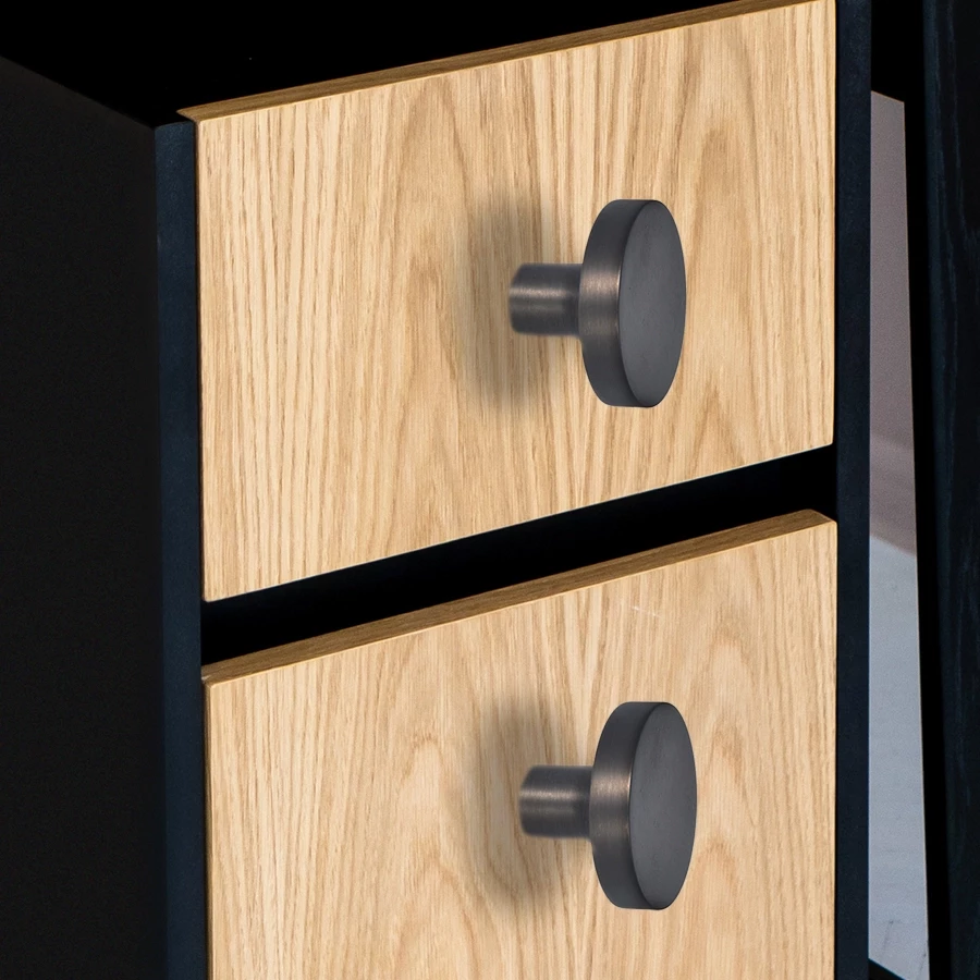32mm 2 Piece Brass Knobs BK-006 | Brass Dark Grey Knobs | Brass Cabnite Knobs| Brass Drawer Knobs |