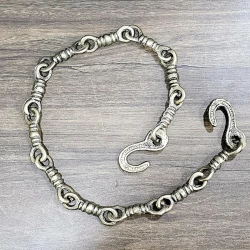 Advanzo Brass Chain with Hooks for Hanging Bell Diya Deepak Bells - Length 2 Feet (24" Inches) Golden Brass Chain 2-Feet