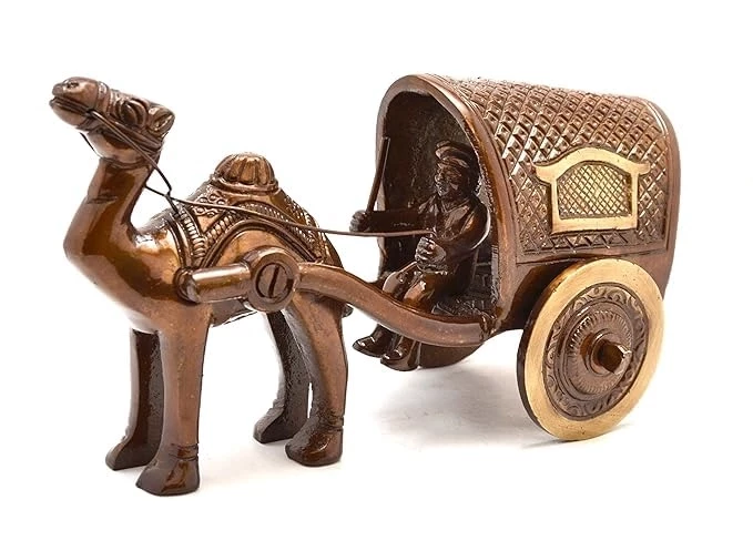 ADVANZO Camel Cart Brass Showpiece Figurine, Standard, Pack of 1