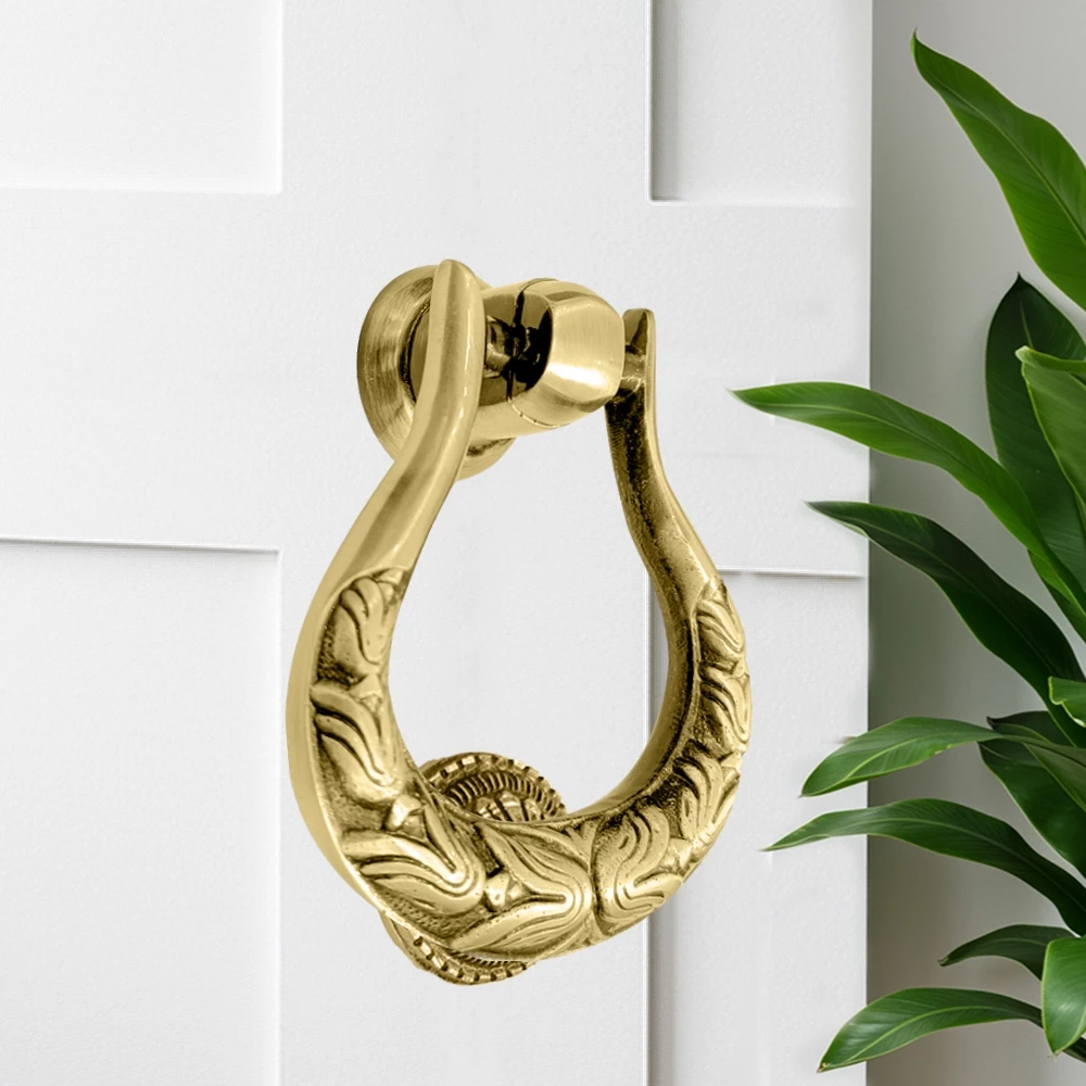 4" Noori Brass Door Knocker DK-012 | Brass door knockers | Antique brass door knockers | Traditional brass door knockers