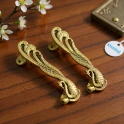 7" Peacock Brass Pull Handle PH-013 | Premium Brass Door Handle | Royal Style Brass Pull Handle | Peacock Design Brass Pull Handle | Pack of 2