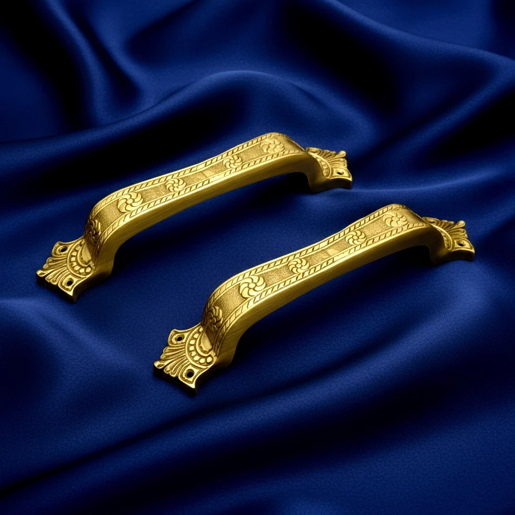 8" Maharaja Brass Pull Handle PH-015 | Solid Brass Pull Handle | Door Pull Handle | Antique Finish Brass Pull Handle | Royal Pull Handle | Pack OF 2