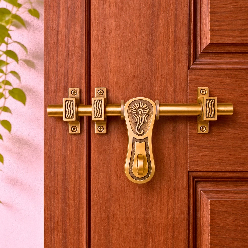8" Brass Aldrop AL-020 | Chitra Ganesh Ji Series Brass Heavy Aldrop for Single Door |Brass Ganesh Aldrop | Brass Antique Aldorp | Brass Arla | Ganesh Style Aldrop |