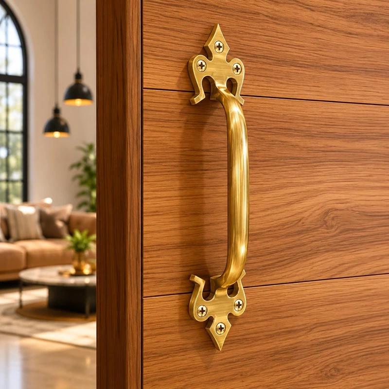 9"  Brass Trishul Pull Handle PH-001 | Brass Antique Pull Handle | Door Pull Handle | Brass Heavy Duty Door Handle Pack Of 2