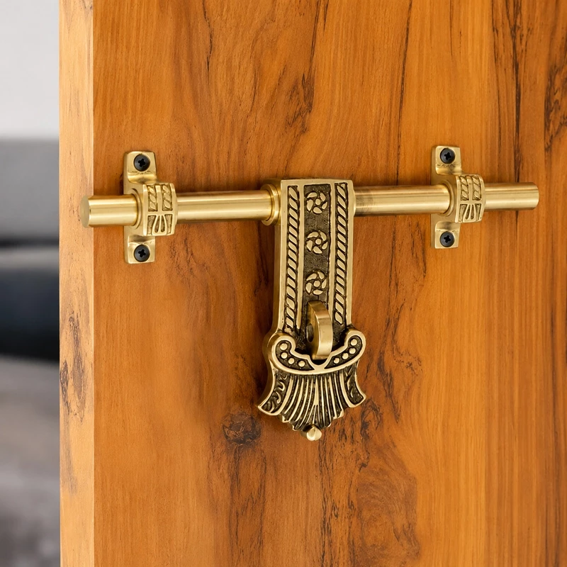 Maharaja Brass Aldrop AL-037 | 8 Inch Heavy Duty Brass Door Aldrop | 12mm Thick Rod | Antique Finish Door Latch | Solid Brass Tower Bolt for Main Door | 630gm