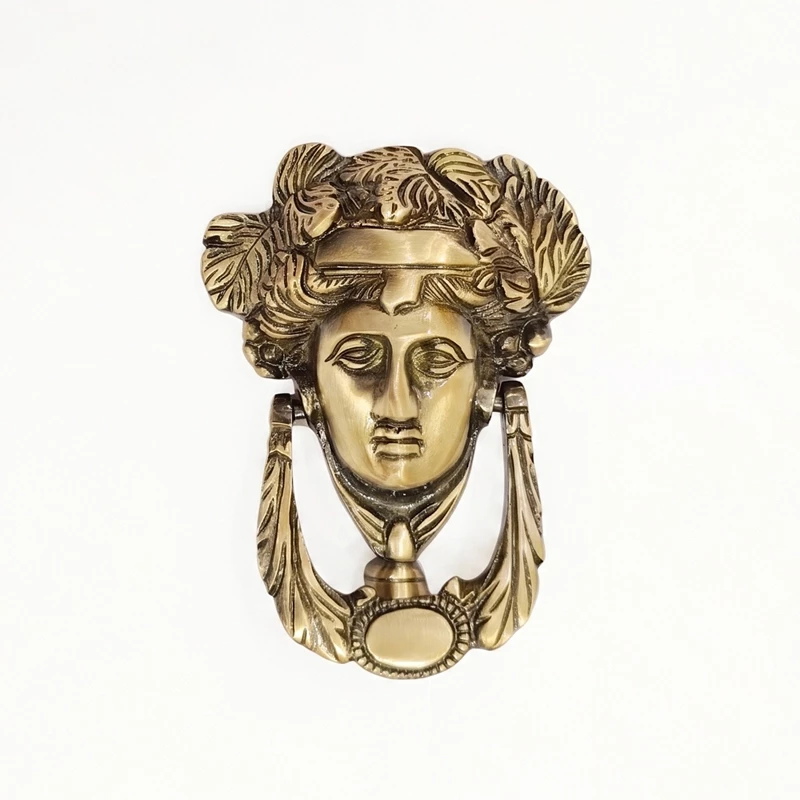 Queen Brass Door Knocker Antique Finish | Premium Decorative Front Door Knocker | Heavy Duty Solid Brass Main Door Knocker | Vintage Royal Face Design | 5.5 Inch | DK-030